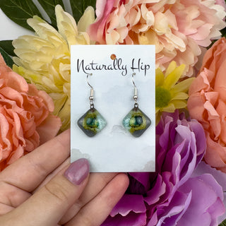 Fair Trade Fused Glass Earrings - Diamond - Multiple Colors