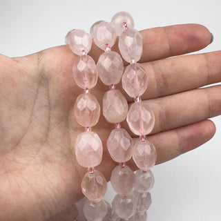 Rose Quartz 10-12x14-18mm Faceted Nuggets 15in Strand
