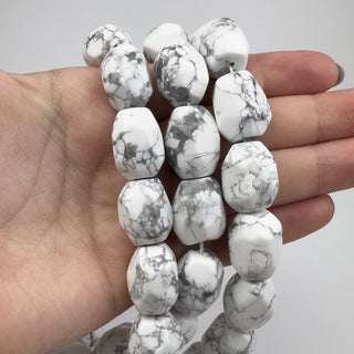 Howlite approx. 14x17mm Faceted Nugget 15in Strand