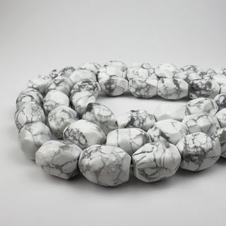 Howlite approx. 14x17mm Faceted Nugget 15in Strand