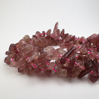 Strawberry Quartz 4-5x10-20mm Top Drilled Teeth 15in Strand