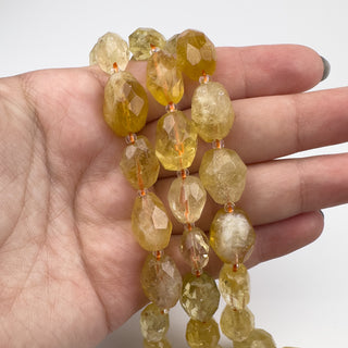 Citrine 9-12x12-15mm Faceted Nuggets 15in Strand