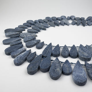 Blue Sponge Coral 10-16x18-36mm Top Drilled Teardrops 15in Strand
