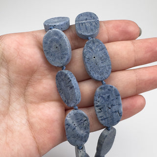 Blue Sponge Coral 14-15.5x20-24mm Ovals 15in Strand