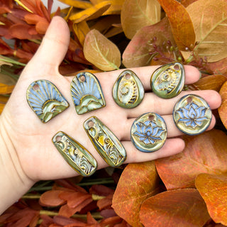 Handcrafted Flora & Fauna Ceramic Charm Pairs - Multiple Designs