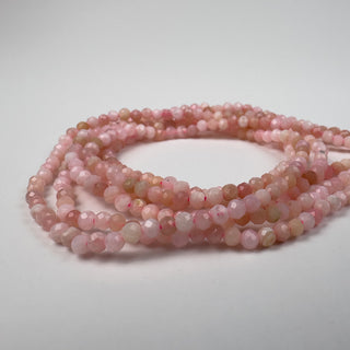 Pink Opal 3mm Round Faceted 15in Strand