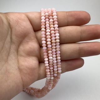 Pink Opal 3x4mm Rondelle Faceted 15in Strand