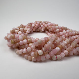 Pink Opal 4mm Cube Faceted 15.5in Strand