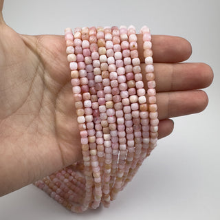 Pink Opal 4mm Cube Faceted 15.5in Strand