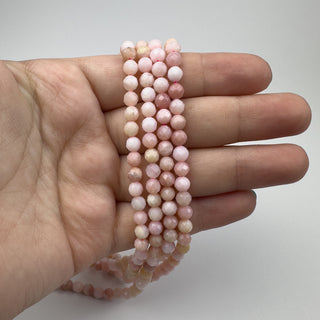 Peruvian Pink Opal 5mm Round Faceted 15in Strand