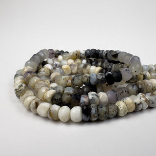 Dendritic Opal 6.5mm Rondelle Faceted 13in Strand