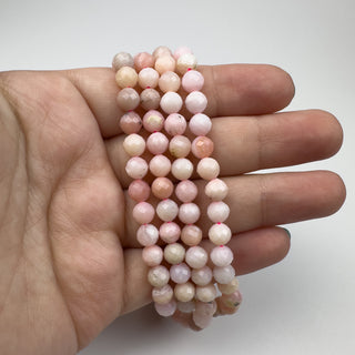 AAA Peruvian Pink Opal 6mm Round Faceted 15in Strand