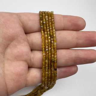 Yellow Tourmaline 2.5mm Faceted Cubes 15in Strand