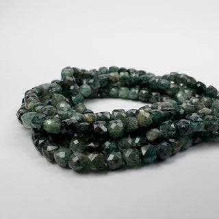 Green Tourmaline 4mm Faceted Cubes 15in Strand
