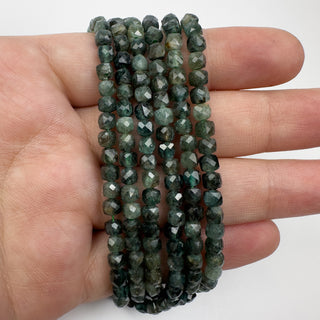 Green Tourmaline 4mm Faceted Cubes 15in Strand