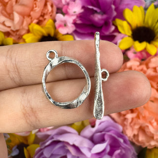 16mm Hammered Toggle Set - Multiple Colors silver