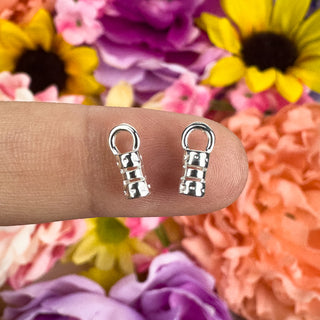 Leather Crimp End with Loop 2mm 2 Pack - Silver