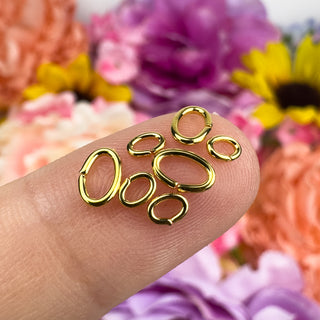 Open Gold Plated Oval Jump Rings - 24 Pack