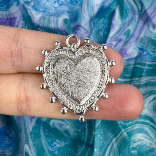 28mm Fancy Heart Charm - Silver