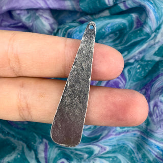 46mm Hammered Teardrop Pendant - silver