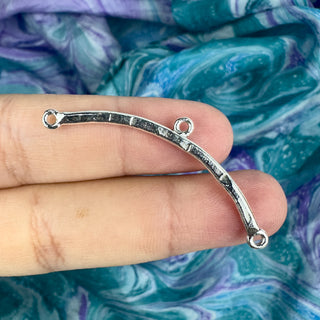 45mm Textured Curved Connector Bar - 3 Rings - silver