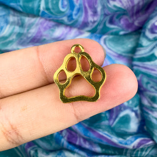 19mm Dog Paw Charm - Gold