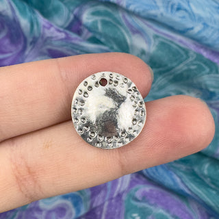 17mm Round Boho Stamped Charm - Silver