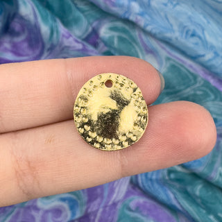 17mm Round Boho Stamped Charm - Gold