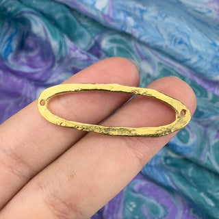 38mm Hammered Oval Connector - Gold