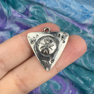 23mm Stamped Boho Triangle Charm - Silver