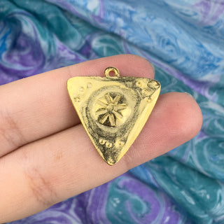 23mm Stamped Boho Triangle Charm - Gold