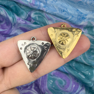 23mm Stamped Boho Triangle Charm - 