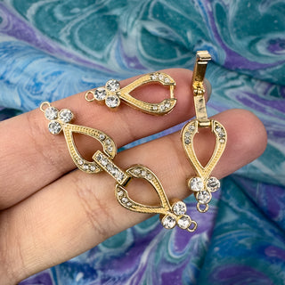 Pave Crystal Teardrop Buckle Clasp Gold