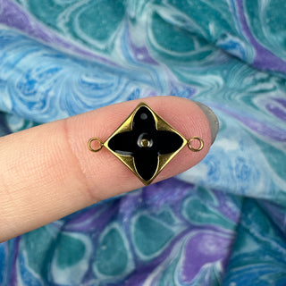 17.5mm Monogram Connector Non-Tarnish Gold - Black