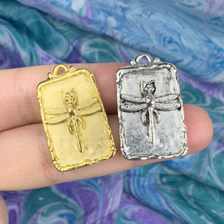 25x17mm Dragonfly Pendant Hammered - Multiple Colors