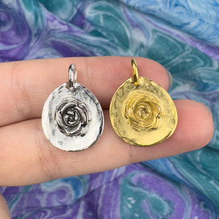 23mm Rose Teardrop Pendant Hammered - Multiple Colors