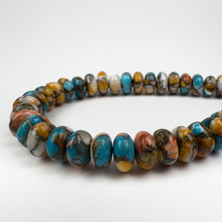Kingman Turq, Spiney Oyster, Bronze 11mm, Rondelle 38 Bead Strand