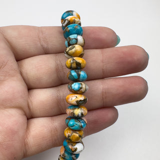 Kingman Turq, Spiney Oyster, Bronze 11mm, Rondelle 38 Bead Strand