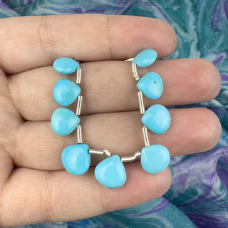 Turquoise 8-9x8-9mm Top Drilled Teardrop 9 Bead Strand