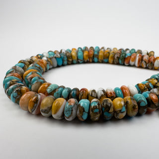 Kingman Turq, Spiney Oyster, Bronze 8mm, Rondelle 8in Strand