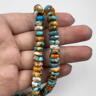 Kingman Turq, Spiney Oyster, Bronze 8mm, Rondelle 8in Strand