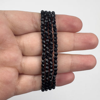 3mm Firepolish Black Czech 50 Bead Strand