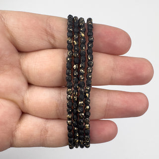 3mm Firepolish Black Gold Czech 50 Bead Strand
