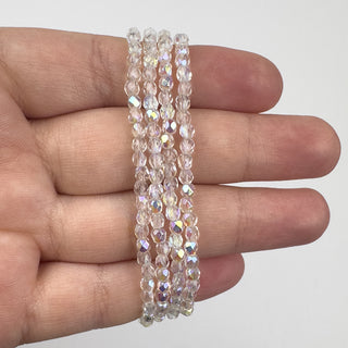 3mm Firepolish Transparent AB Czech 50 Bead Strand