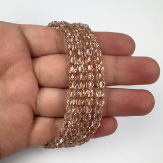 4mm Firepolish Transparent Copper Lined Czech 50 Bead Strand