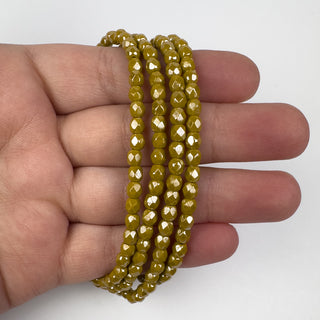 4mm Firepolish Yellow Gold Luster Czech 50 Bead Strand