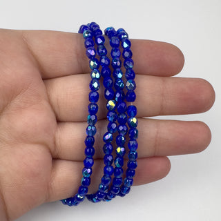 4mm Firepolish Sapphire AB Czech 50 Bead Strand