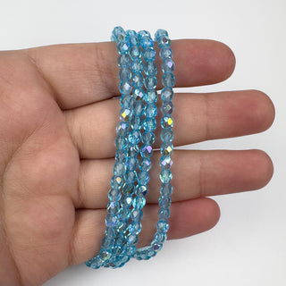 4mm Firepolish Baby Blue AB Czech 50 Bead Strand