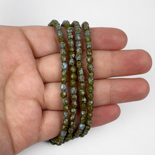 4mm Firepolish Amber Turquoise Picasso Czech 50 Bead Strand