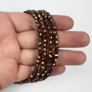 4mm Firepolish Bronze Salmon Czech 50 Bead Strand